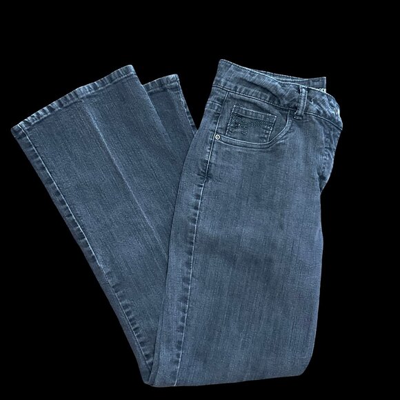 Black Wash Jeans w/ Rhinestone Details - Picture 2 of 3